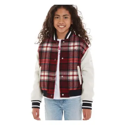 Dětská bomber bunda s příměsí vlny Tommy Hilfiger červená barva 86541120