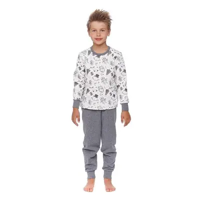 DN Nightwear Dětské vánoční pyžamo Snowman bílé zateplené 73976078