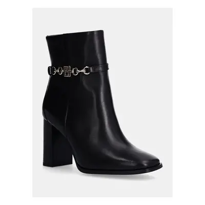 Kožené kotníkové boty Tommy Hilfiger TH CHAIN HIGH HEEL BOOTIE dámské, 99657934