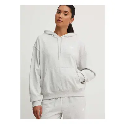 Mikina New Balance French Terry Small Logo Hoodie dámská, šedá barva, 94305619