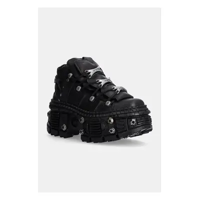 Kožené sneakers boty New Rock Crust Negro + Tank Casco Negro černá 100523551