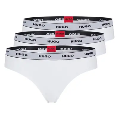 Dámská tanga Triplet Thong Stripe 3 pack 50469681 bílá - Hugo Boss 74074032