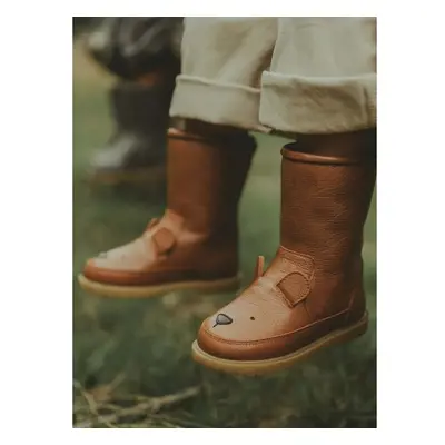 Dětské kožené zimní boty Donsje Wadudu Classic Boots Bear hnědá barva, 100720911