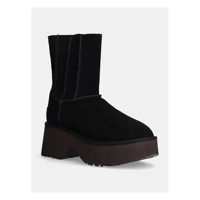 Semišové boty UGG Classic Twin Seam New Heights dámské, černá barva, 100484364