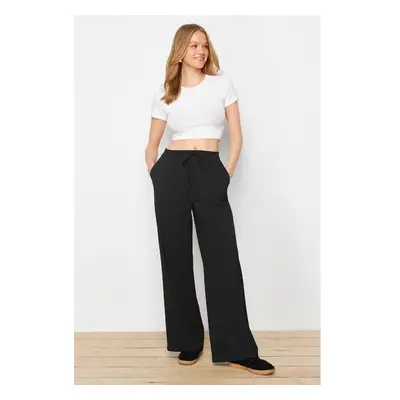 Trendyol Black Elastic Waist Wide Leg/Wide Leg Woven Trousers 95690019