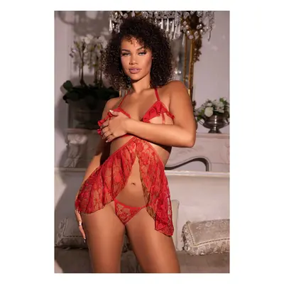 Leg Avenue Červená open-bra babydoll košilka 87205 90050072