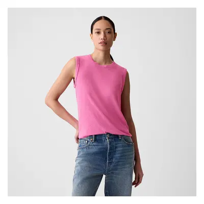 Top GAP Sleeveless Linen Blend Shell Top Standout Pink XXS 91785789