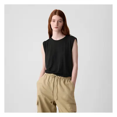 Top GAP Sleeveless Linen Blend Shell Top Black XXS 91785787