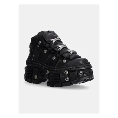 Kožené sneakers boty New Rock Crust Negro + Tank Casco Negro černá 100809431