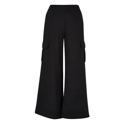 URBAN CLASSICS Ladies Highwaist Wide Leg Cargo Terry Pants - black 82263691