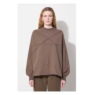 Bavlněná mikina Rick Owens Crater T dámská, šedá barva, hladká, 99247447