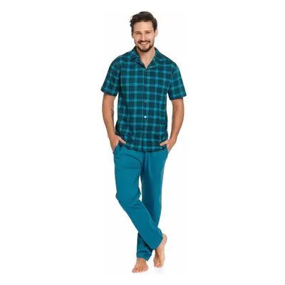 DN Nightwear Pánské pyžamo Luke modré káro 96310113