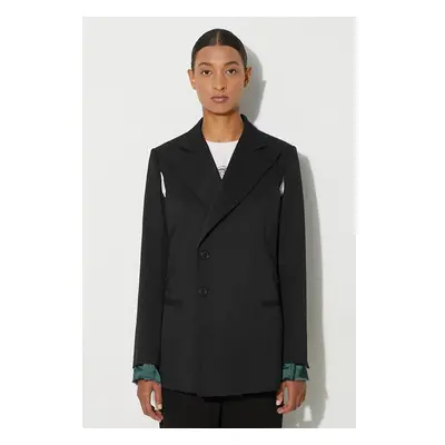 Blazer s příměsí vlny MM6 Maison Margiela černá barva, dvouřadový, 99054276