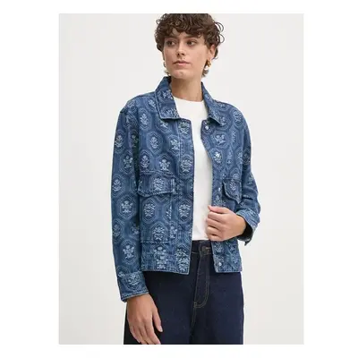 Džínová bunda Pepe Jeans LOA JACQUARD dámská, modrá barva, přechodná, 99953600