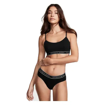 Victorias Secret Klasické Bavlněné Kalhotky Stretch Bikini Logo černé 75115802