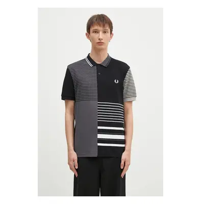 Bavlněné polo tričko Fred Perry Beams Striped Panel Shirt černá barva, 101935297