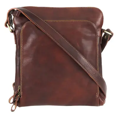 Diva Kožená kvalitní pánská crossbody taška NICO 24x27x8 cm hnědá 78933311