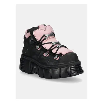 Nubukové tenisky New Rock Nobuck Negro + Nobuck Rosa + Tower Negro 103022875