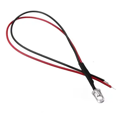 LED Dioda 5mm s rezistorem, 20cm, Bílá, 3-6 V DC