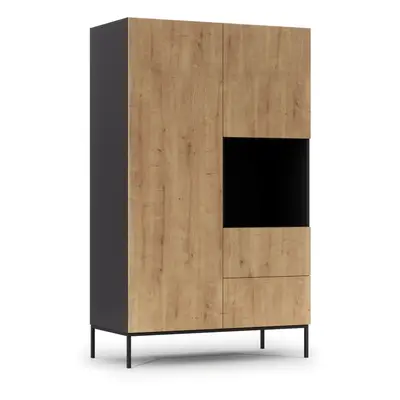 Šatní skříň BOLSENA 120, černý mat/dub artisan