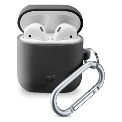 Ochranný kryt s karabinou Cellularline Bounce pro Apple AirPods 1 & 2, černý