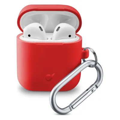 Ochranný kryt s karabinou Cellularline Bounce pro Apple AirPods 1 & 2, červený