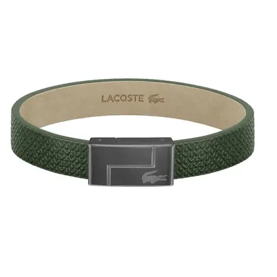 Lacoste Zelený kožený náramek Monogram Leather 17,5 cm