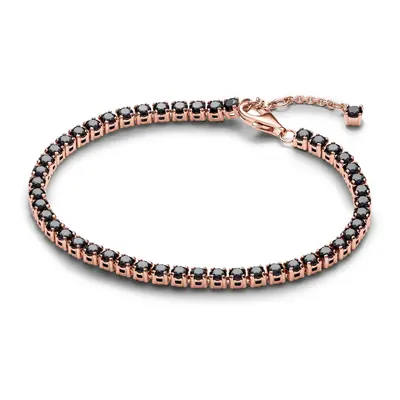 Pandora Pozlacený tenisový náramek s černými krystaly Rose Timeless 581469C02 cm
