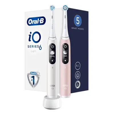 Oral B Elektrický zubní kartáček iO6 Series Duo Pack White/Pink Sand Extra Handle ks