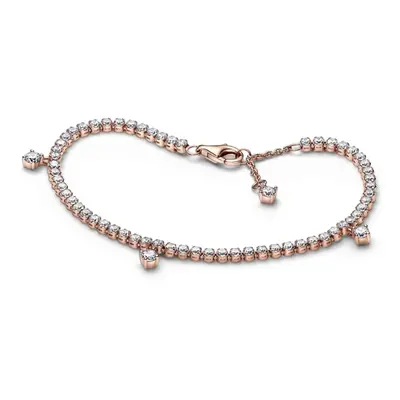 Pandora Pozlacený tenisový náramek s kubickými zirkony Rose Timeless 582401C01 cm