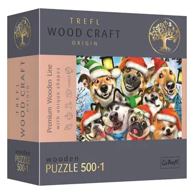 Trefl Wood Craft Origin Puzzle Vánoční psi 501 dílků - dřevěné