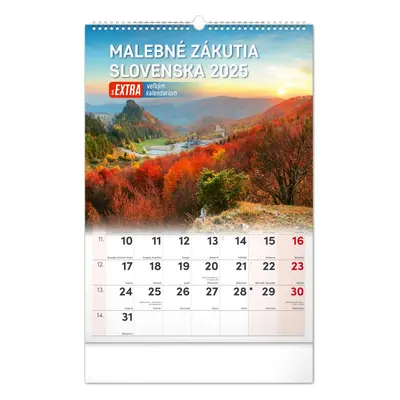 NOTIQUE Nástenný kalendár Malebné zákutia Slovenska 2025 s extra veľkým kalendáriom, 33 x 46 cm 