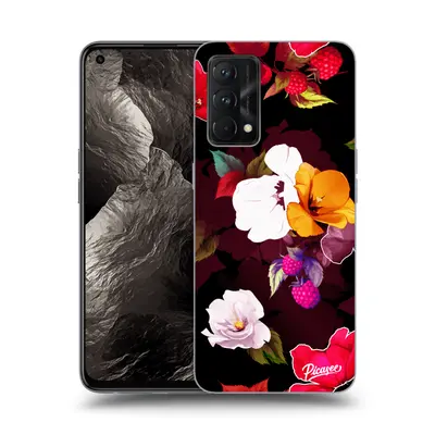 Silikonový černý obal pro Realme GT Master Edition 5G - Flowers and Berries