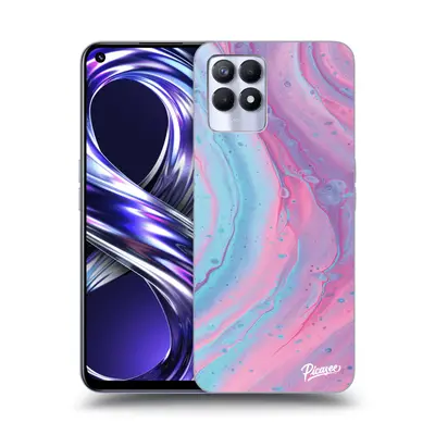 Silikonový černý obal pro Realme 8i - Pink liquid