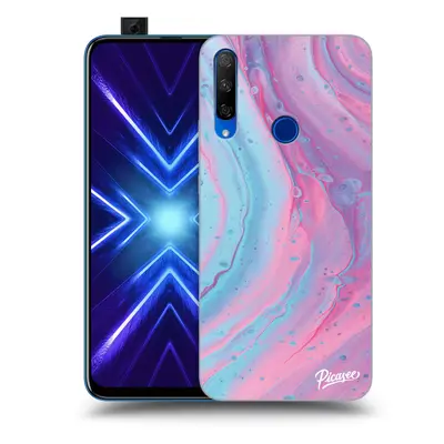 Silikonový černý obal pro Honor 9X - Pink liquid