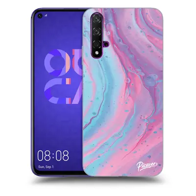 Silikonový černý obal pro Huawei Nova 5T - Pink liquid