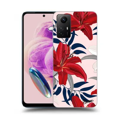 Silikonový černý obal pro Xiaomi Redmi Note 12S - Red Lily