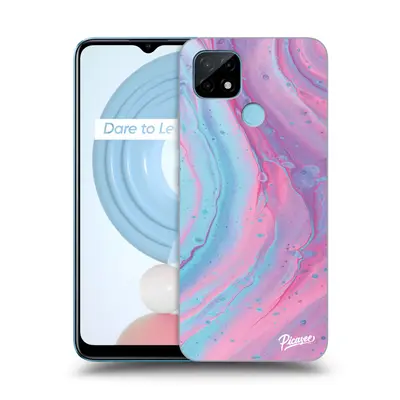 Silikonový průhledný obal pro Realme C21 - Pink liquid