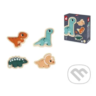 Dinosaury 4v1 Dino (Janod Drevené vkladacie puzzle) - puzzle z kategorie Maxi dílky