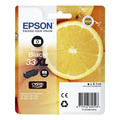 Epson T33614012, T33XL foto černá (photo black) originální cartridge