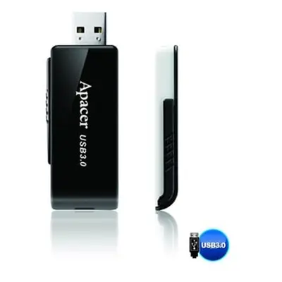 Apacer USB flash disk, USB 3.0, 32GB, AH350, černý, AP32GAH350B-1, USB A, s výsuvným konektorem