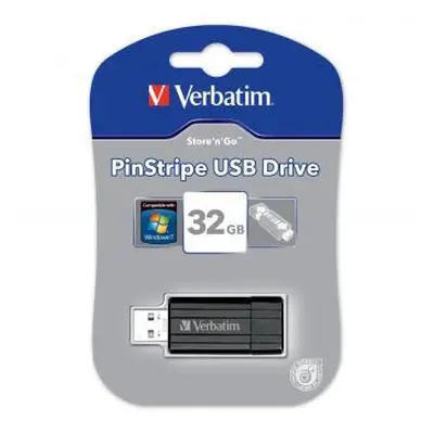 Verbatim USB flash disk, USB 2.0, 32GB, PinStripe, Store N Go, černý, 49064, USB A, s výsuvným k