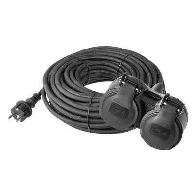 Venkovní prodlužovací kabel m / zásuvky / černý / guma / V / 1,5 mm2