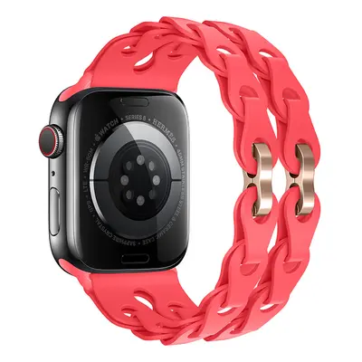 Silikonový řetízkový řemínek pro Apple Watch 38/40/41mm Barva náramku: Malinová